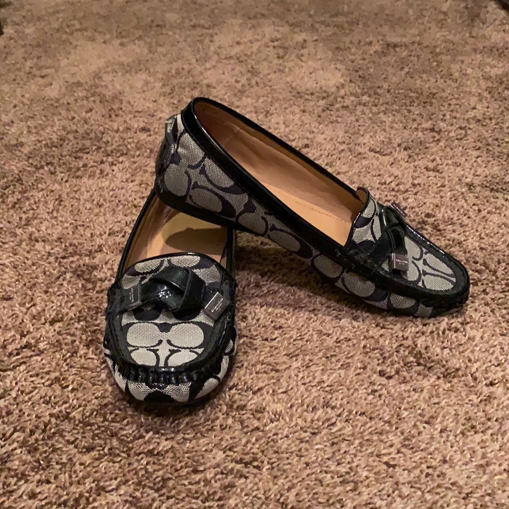 Coach black and white loafers